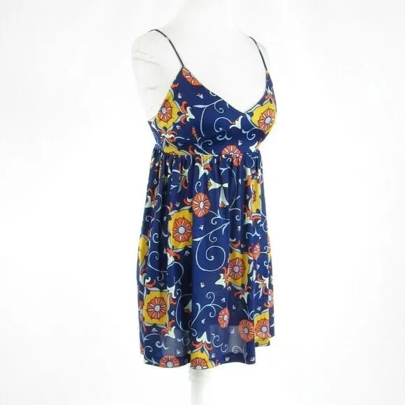 Nieves Lavi navy blue orange dress
